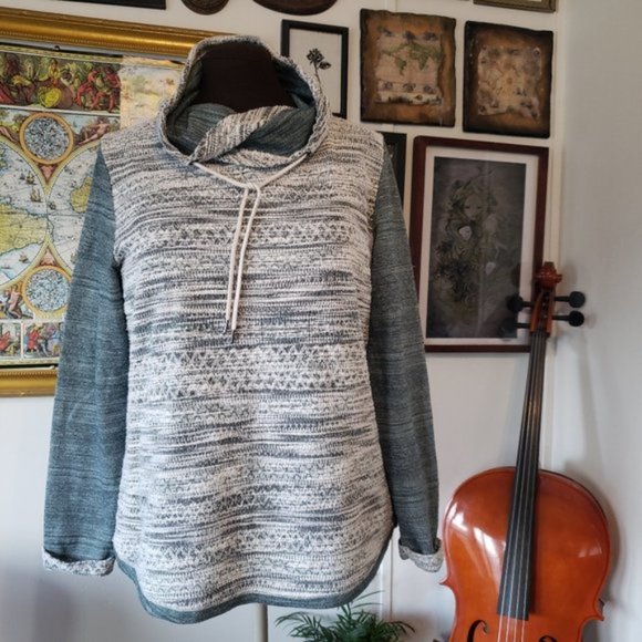 Textured Woven Cowl Neck Sweater Hoody - Picture 1 of 5